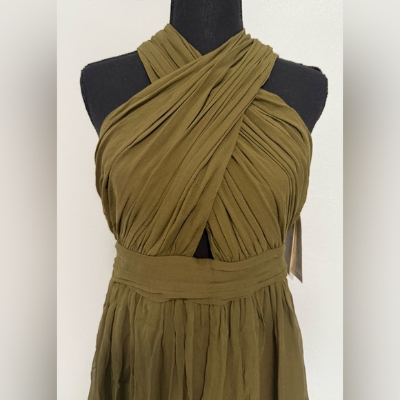 Alice + Olivia Martine Black Halter Neck Pleated Dress new Sz 8 - Picture 6 of 7